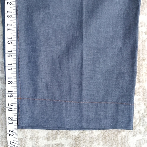 Denim & Co. Two Piece Pantsuit /Top & High-Waisted Cropped Ankle Pants L Blue - Picture 13 of 16